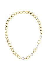 Gold-tone chain necklace with freshwater pearls, Gold