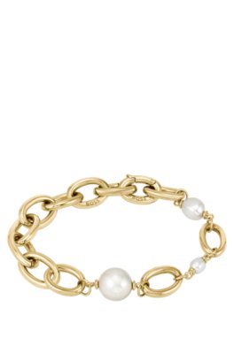Bracelet chaîne doré avec perles d’eau douce