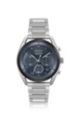 Blue-dial chronograph watch with link bracelet, Silver