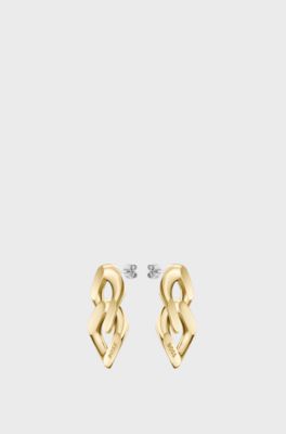 Gold-tone earrings with angled links, Gold tone