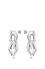 Silberfarbene Ohrringe mit angeschrägten Logo-Gliedern, Silber
