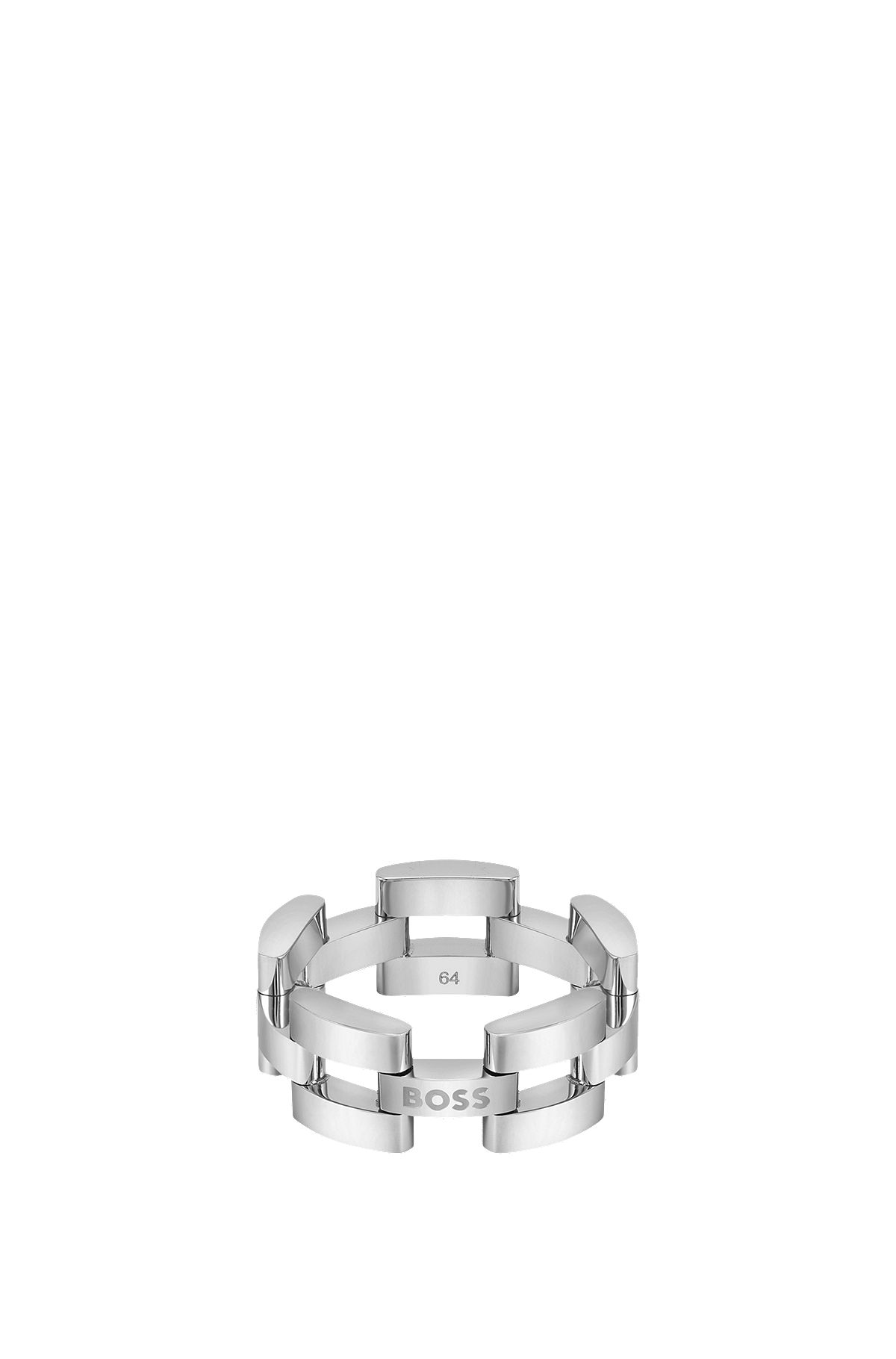 Ring aus Kettengliedern mit Logo-Detail, Silber