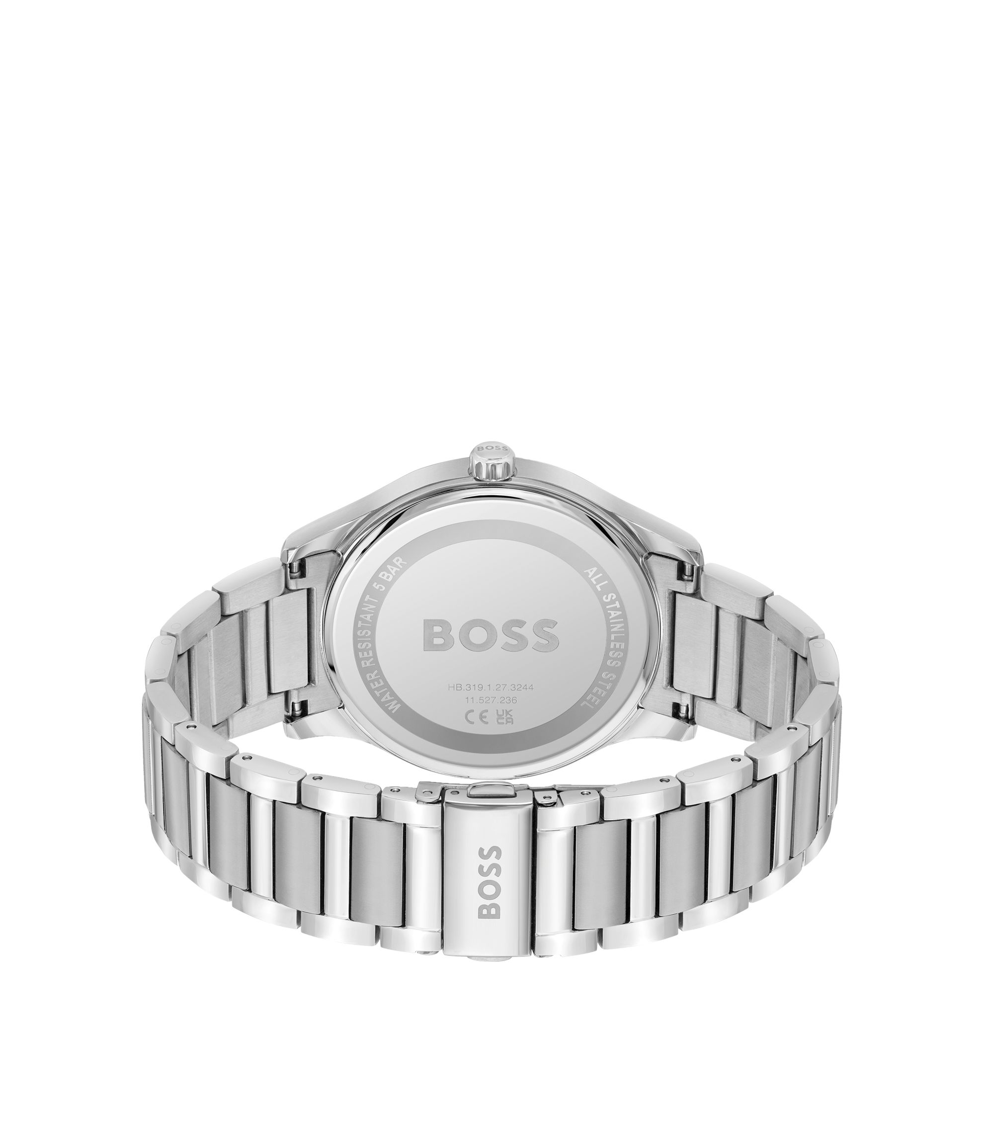 BOSS - Green-dial watch with silver-tone link bracelet - Silver