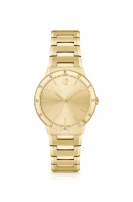 Montre en acier doré jaune avec bracelet à maillons