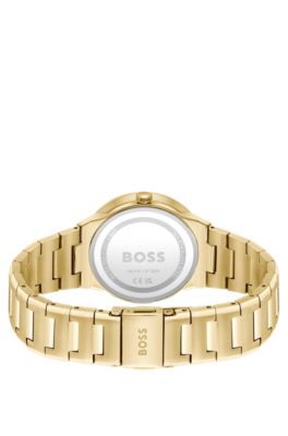 Link-bracelet watch in yellow-gold-tone steel, Gold