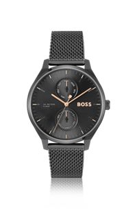 Mesh-bracelet watch with black dial, Black