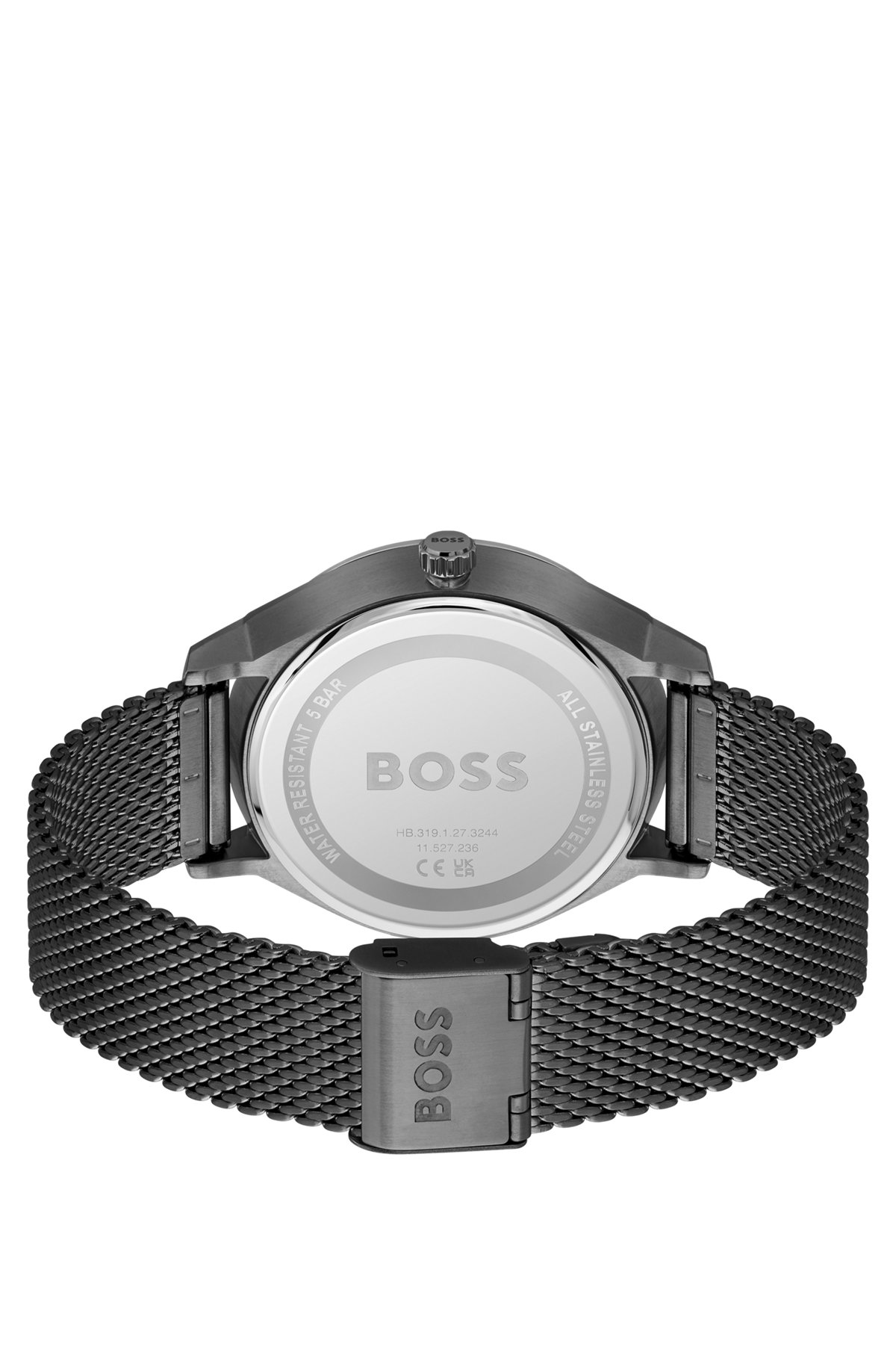 Mesh-bracelet watch with black dial, Black