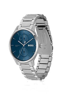 BOSS Blue dial watch with stainless steel link bracelet