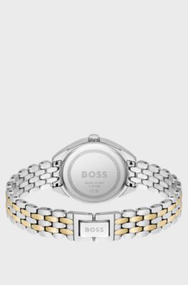 Crystal-index watch with two-tone bracelet, Silver