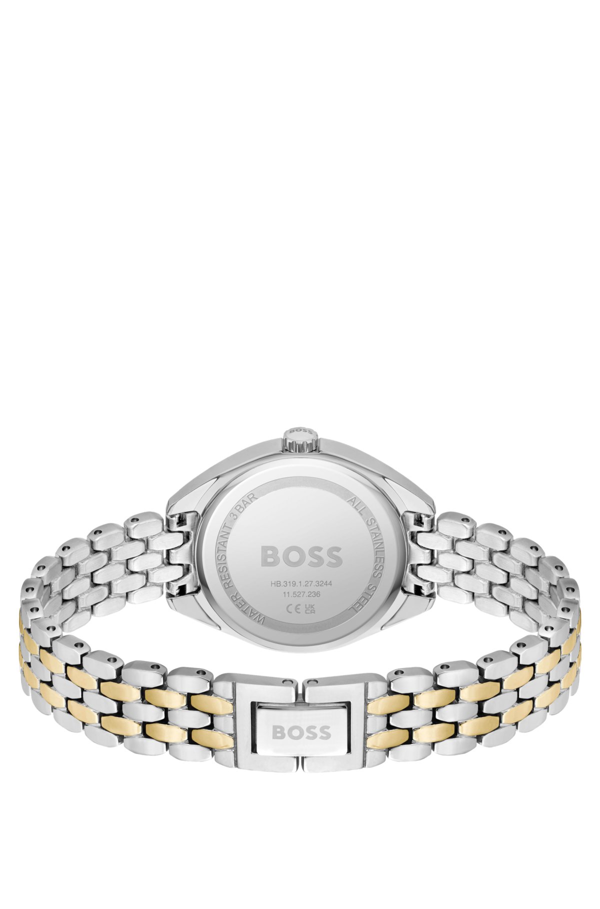 Crystal-index watch with two-tone bracelet, Silver