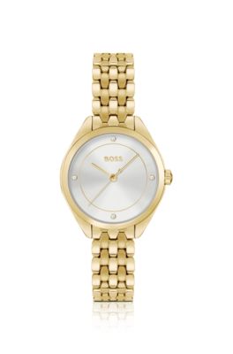 BOSS - Gold-tone watch with silver-white dial