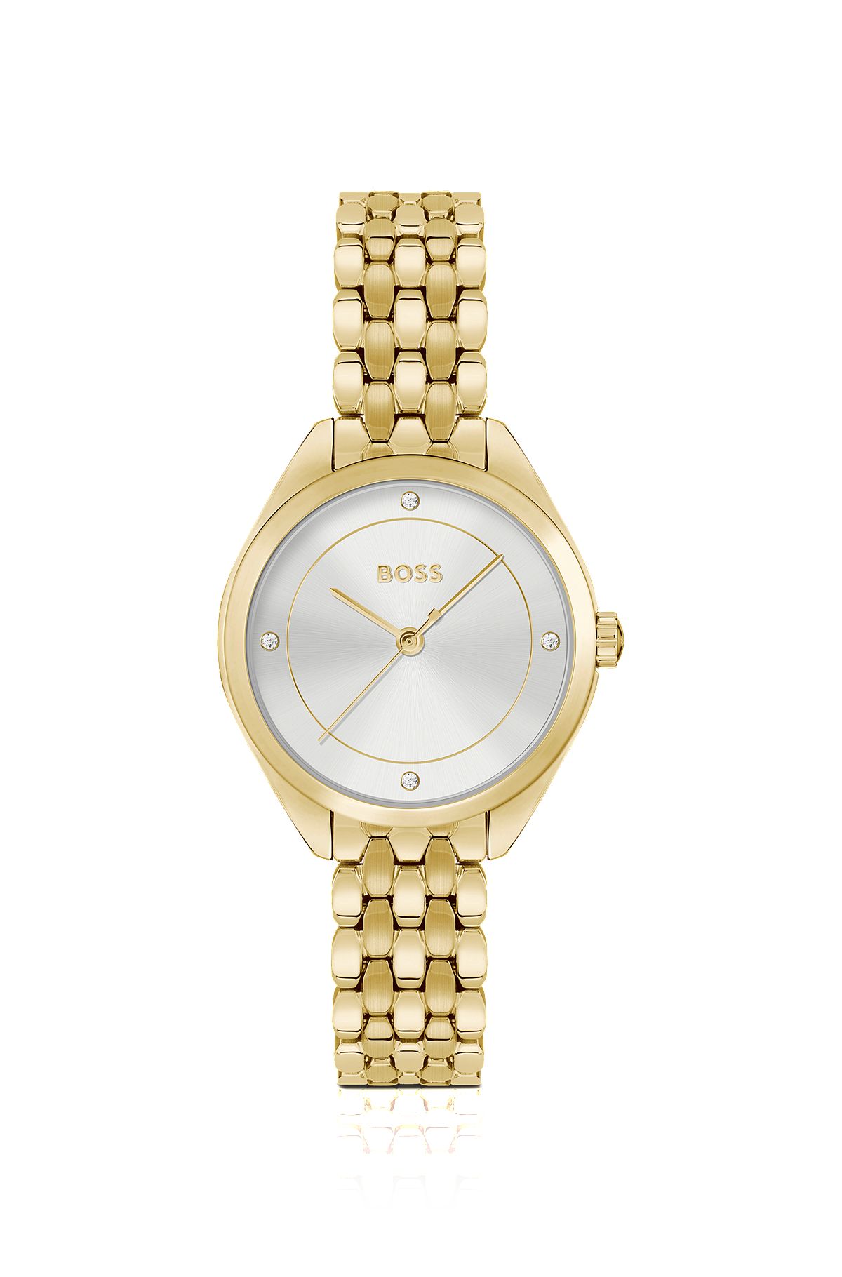 Gold-tone watch with silver-white dial, Gold