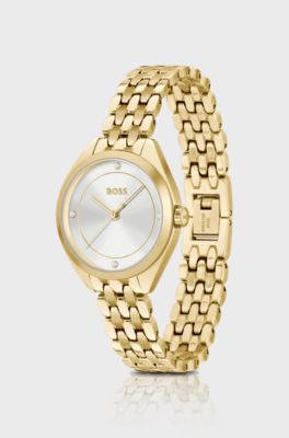 Gold-tone watch with silver-white dial, Gold