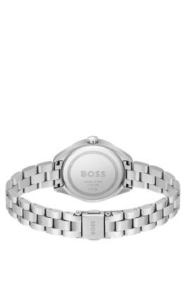 Silver-tone watch with link bracelet, Silver