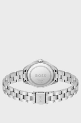 Silver-tone watch with link bracelet, Silver