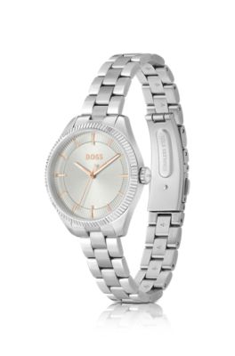Silver-tone watch with link bracelet, Silver