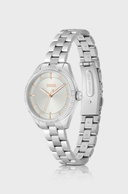 Silver-tone watch with link bracelet, Silver
