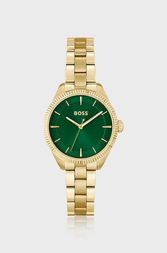 Gold-tone watch with green dial, Gold