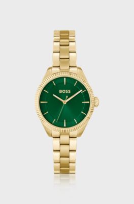 Gold-tone watch with green dial, Gold