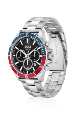 Cron&oacute;grafo con engaste a dos tonos y pulsera de eslabones, Plata