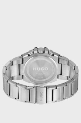 Link-bracelet watch with blue layered dial, Silver