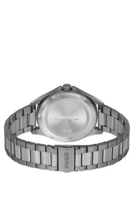 그레이 플레이트 스틸 블루 다이얼 시계, 실버