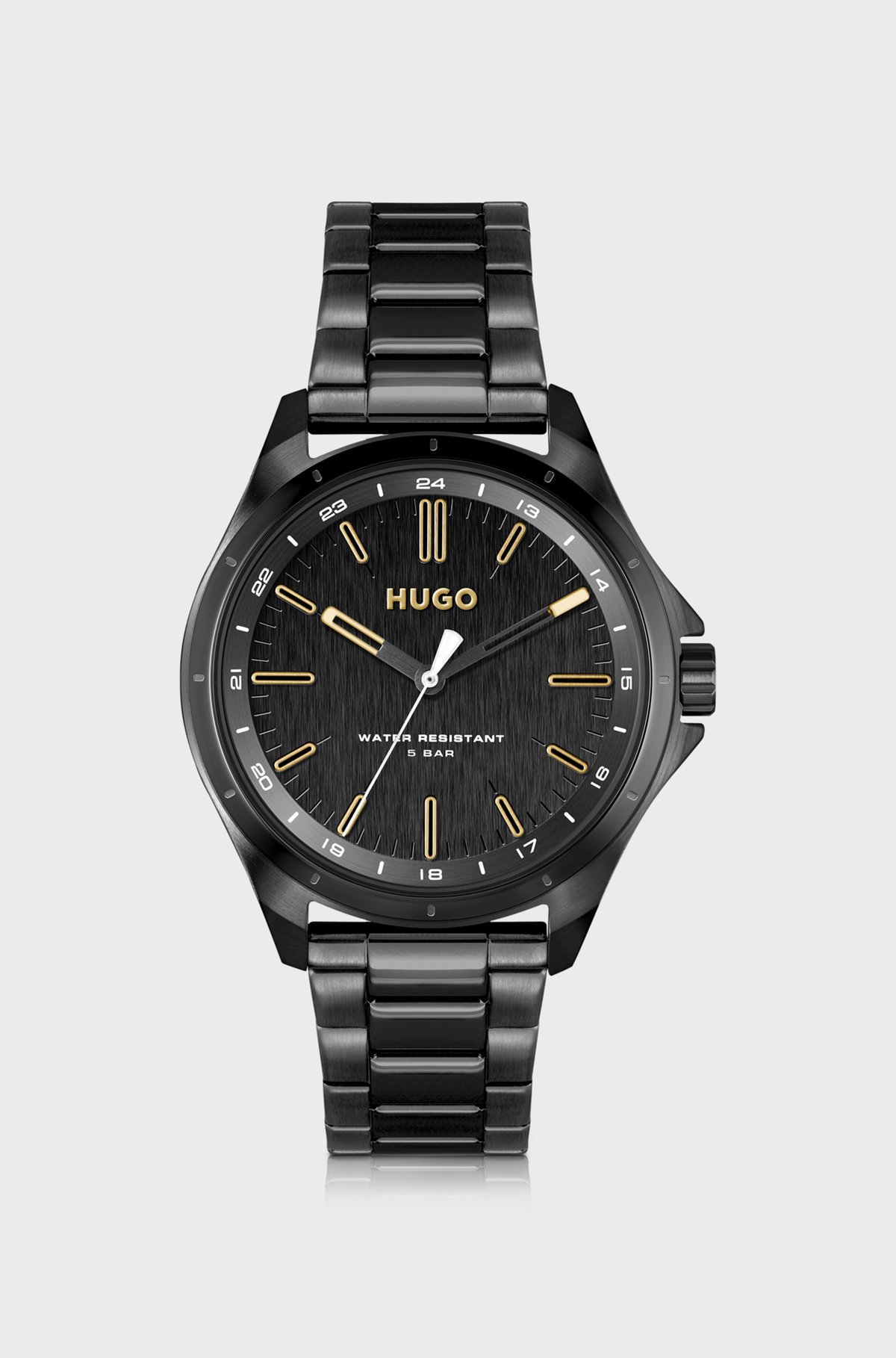 HUGO - Black-plated watch with gold-tone indexes - Black HUGO - Black-plated watch with gold-tone indexes - Black