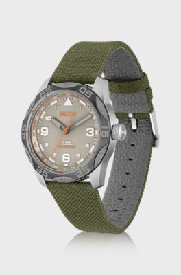 Green-fabric-strap watch, Khaki