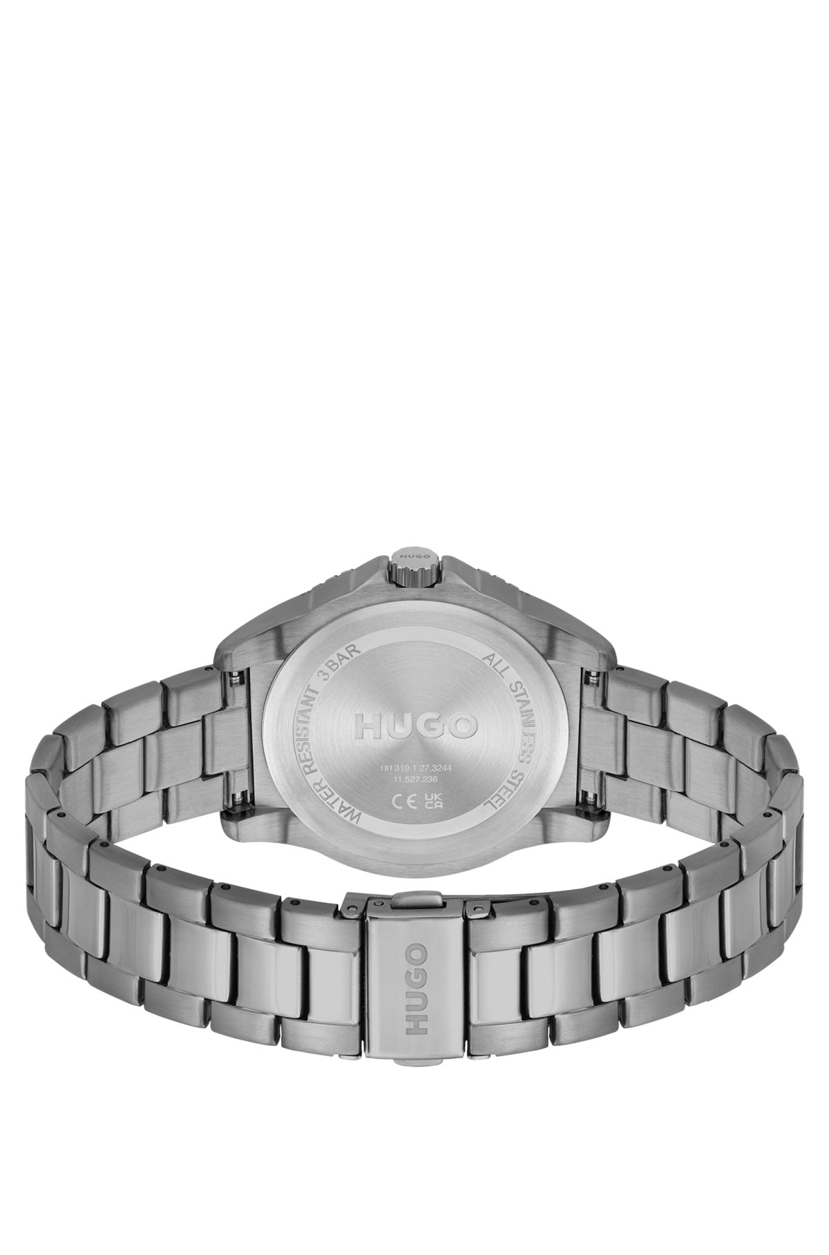 Grau beschichtete Uhr mit Gliederarmband, Silber