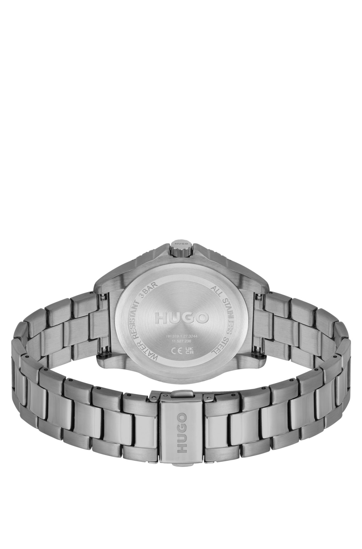 Grey-plated watch with link bracelet, Silver