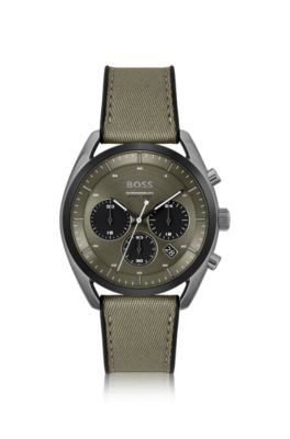 BOSS - Khaki-dial chronograph watch with silicone strap