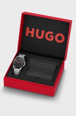 Gift-boxed watch and card holder, Silver