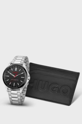 Gift-boxed watch and card holder, Silver