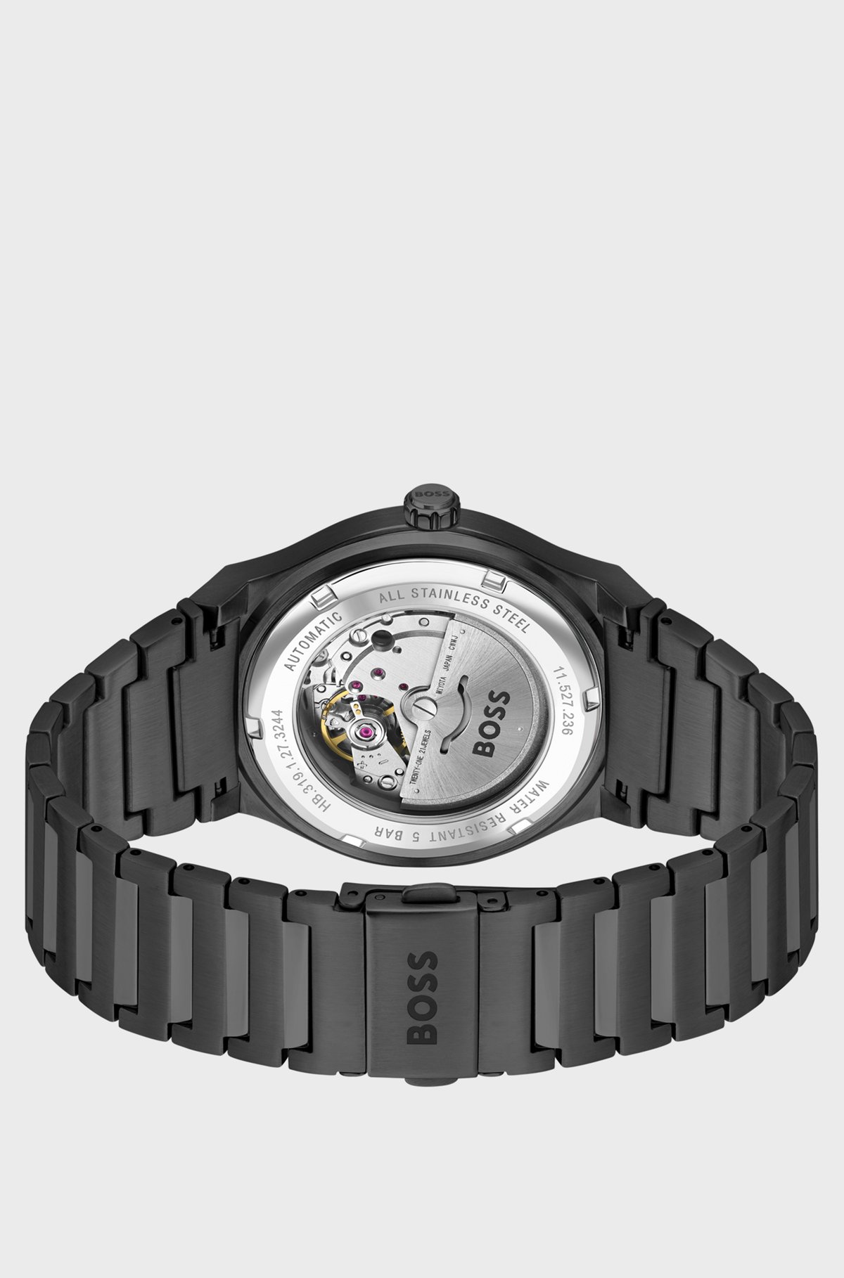 BOSS - Black-plated automatic watch with groove-textured BOSS - Black-plated automatic watch with groove-textured