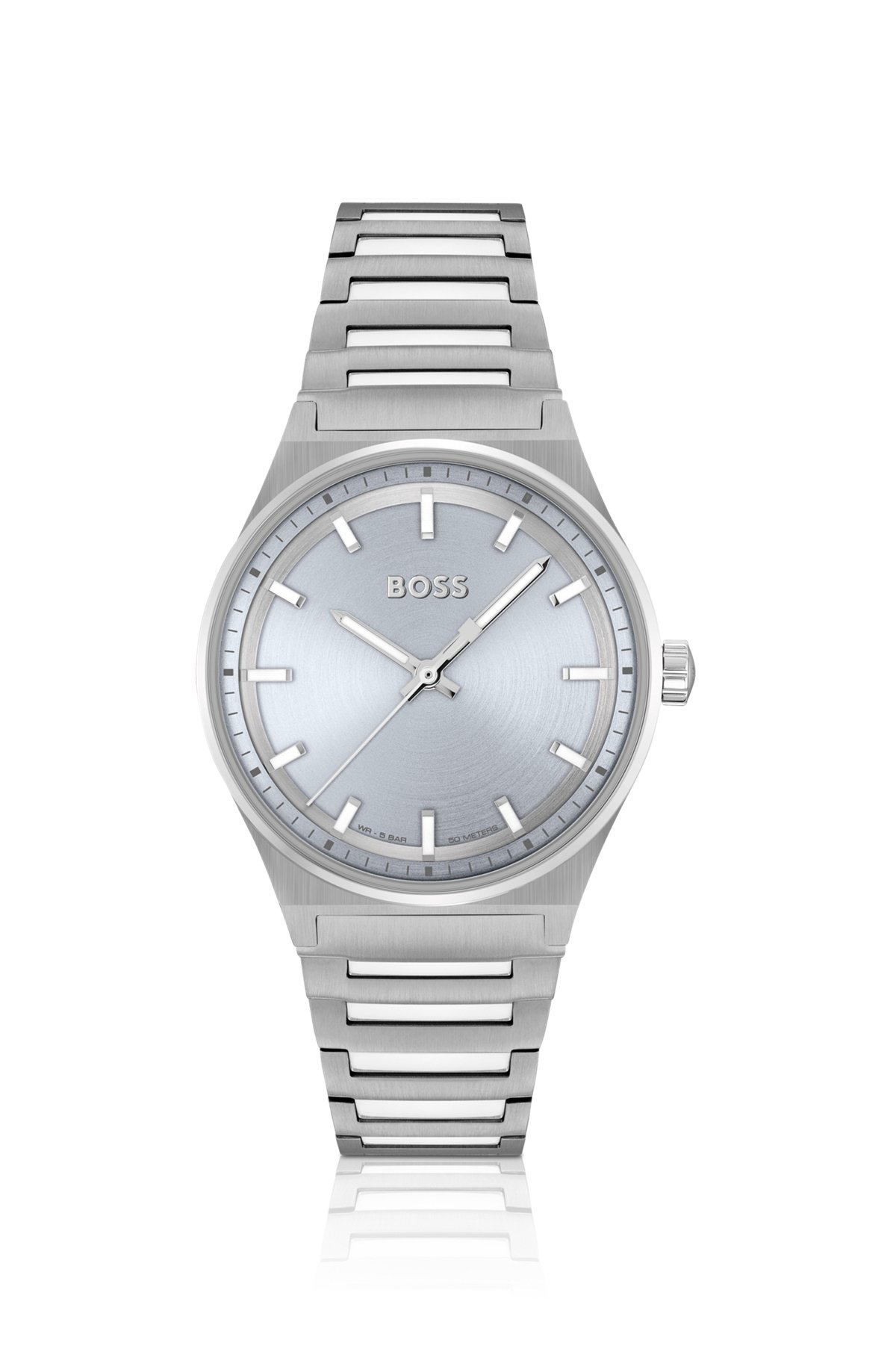 Link-bracelet watch with silver-tone dial, Silver