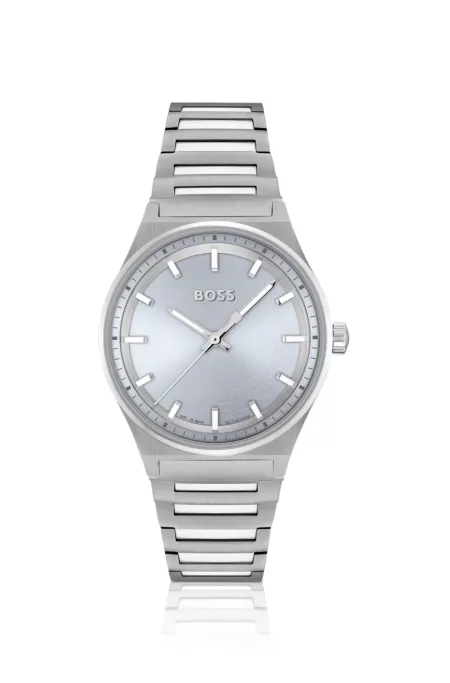 Link-bracelet watch with silver-tone dial