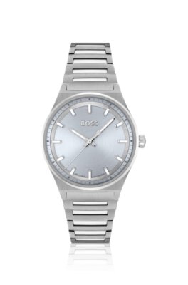 Montre à bracelet en maillons avec cadran argenté