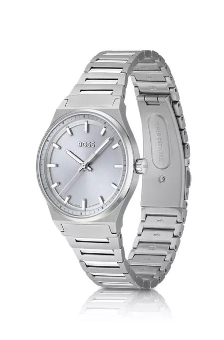 Link-bracelet watch with silver-tone dial