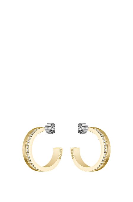 Gold-tone earrings with crystal details, Gold
