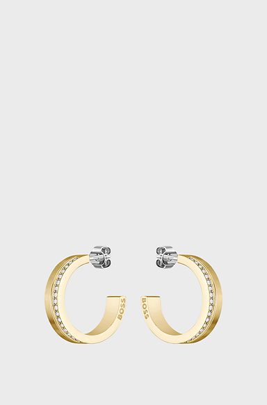 Gold-tone earrings with crystal details, Gold