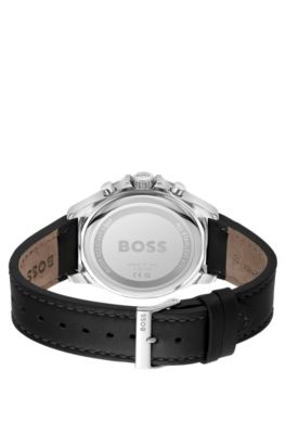 Troper branded-strap chronograph watch with black dial, Black