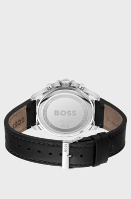 Troper branded-strap chronograph watch with black dial, Black