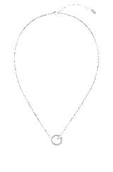 Halskette mit Kristallring und Logo-Glied, Silber