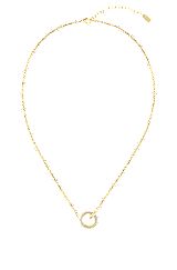 Goldfarbene Halskette mit kristallbesetztem Anhänger, Gold