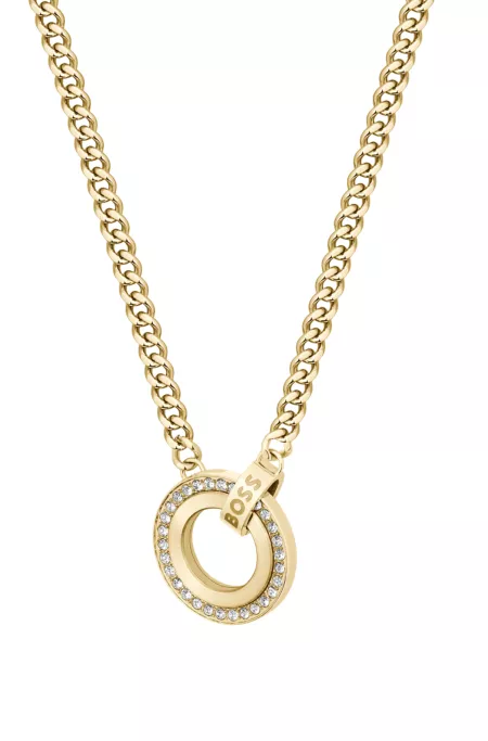 Collier doré avec pendentif en strass