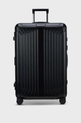 BOSS | Samsonite anodised-aluminium check-in suitcase with monograms, Black