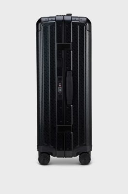 BOSS | Samsonite anodised-aluminium check-in suitcase with monograms, Black