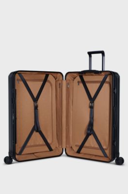 BOSS | Samsonite anodised-aluminium check-in suitcase with monograms, Black