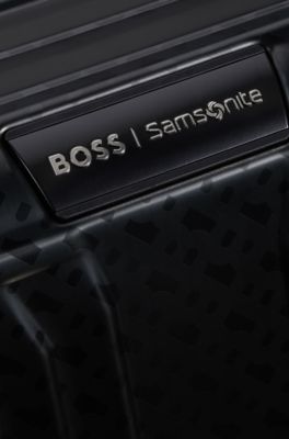 BOSS | Samsonite anodised-aluminium check-in suitcase with monograms, Black
