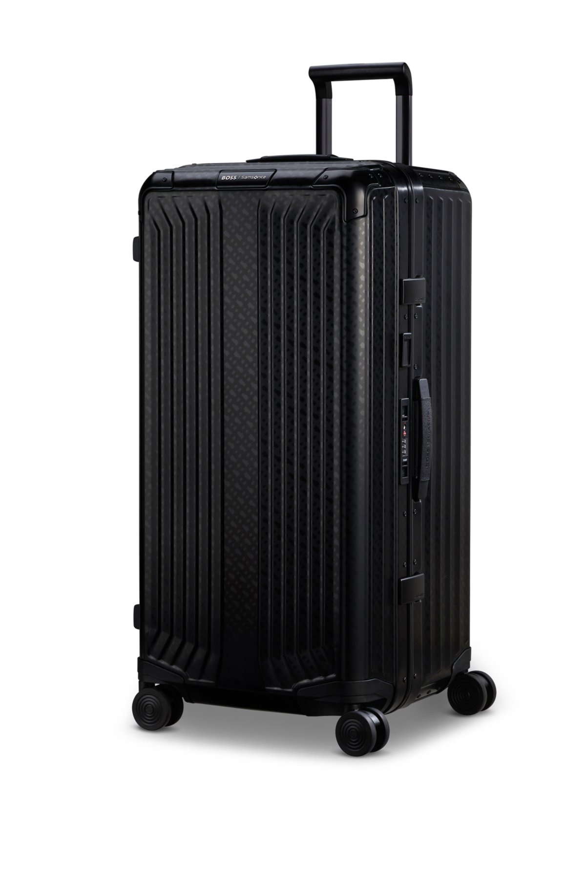 BOSS | Samsonite 106L trunk suitcase in anodised aluminium, Black